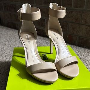 Gianni Bini Lizette Beige Ankle Strap Heels